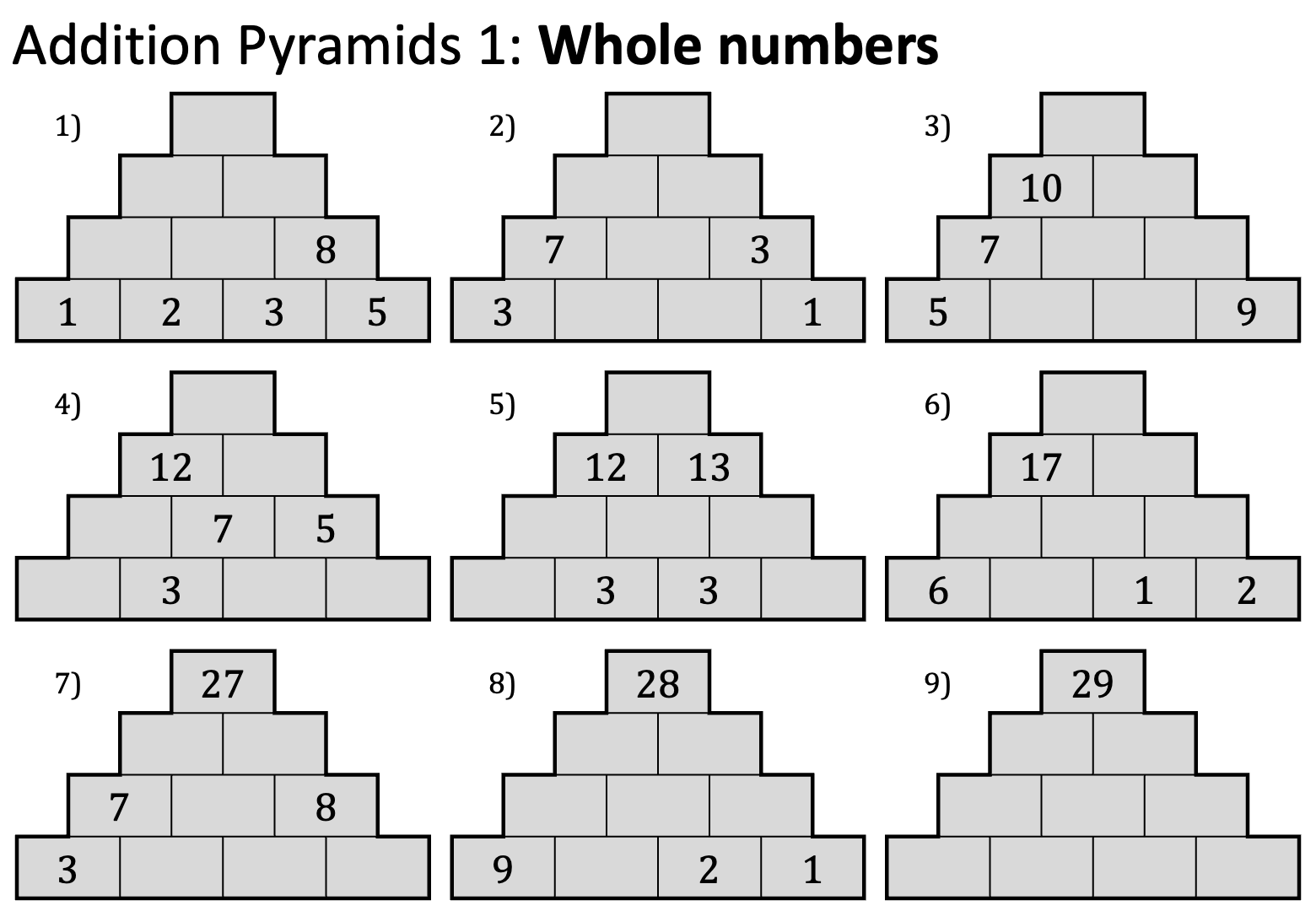 Preview of Addition Pyramids