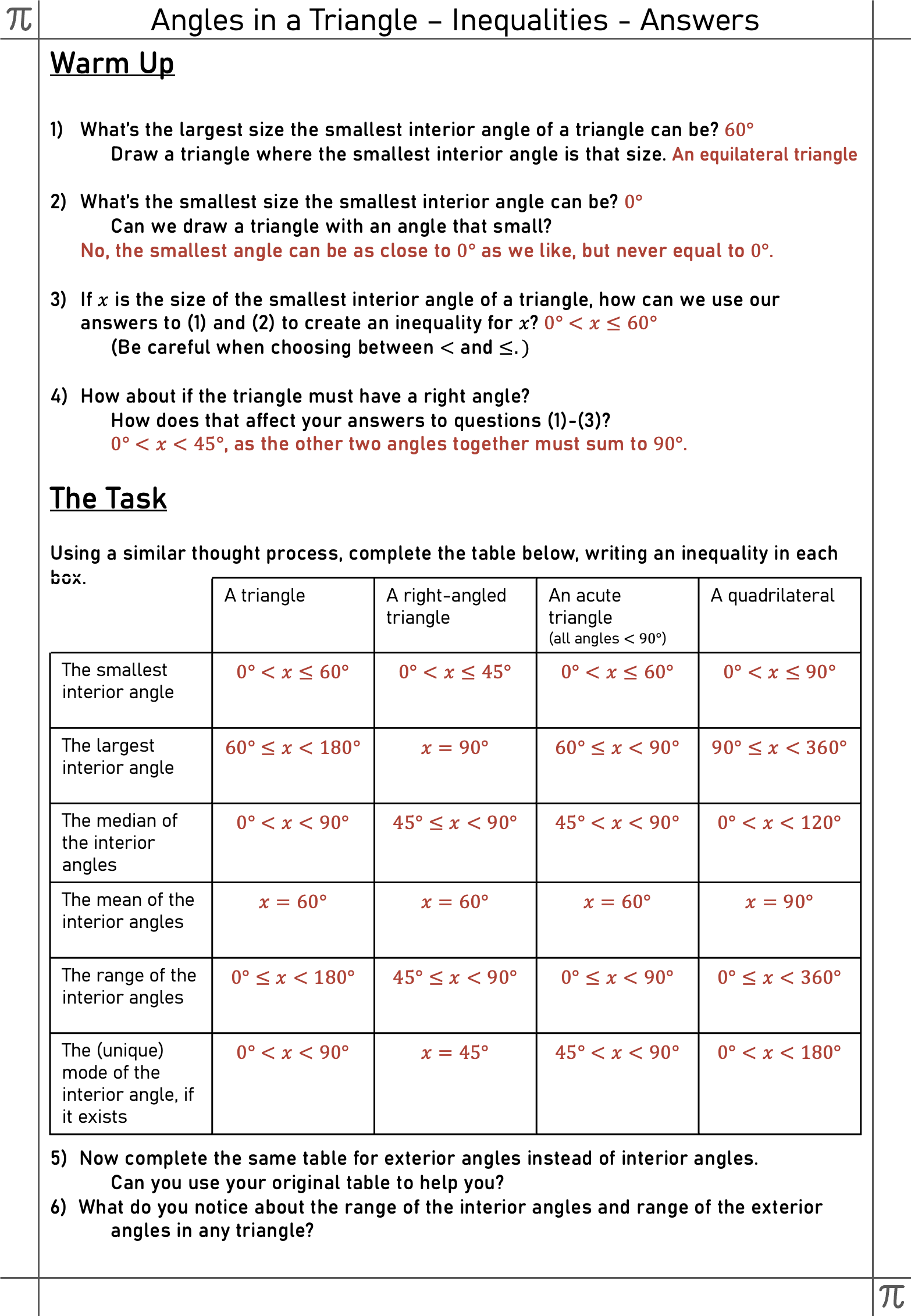 Angles in a triangle inequalities task page 2