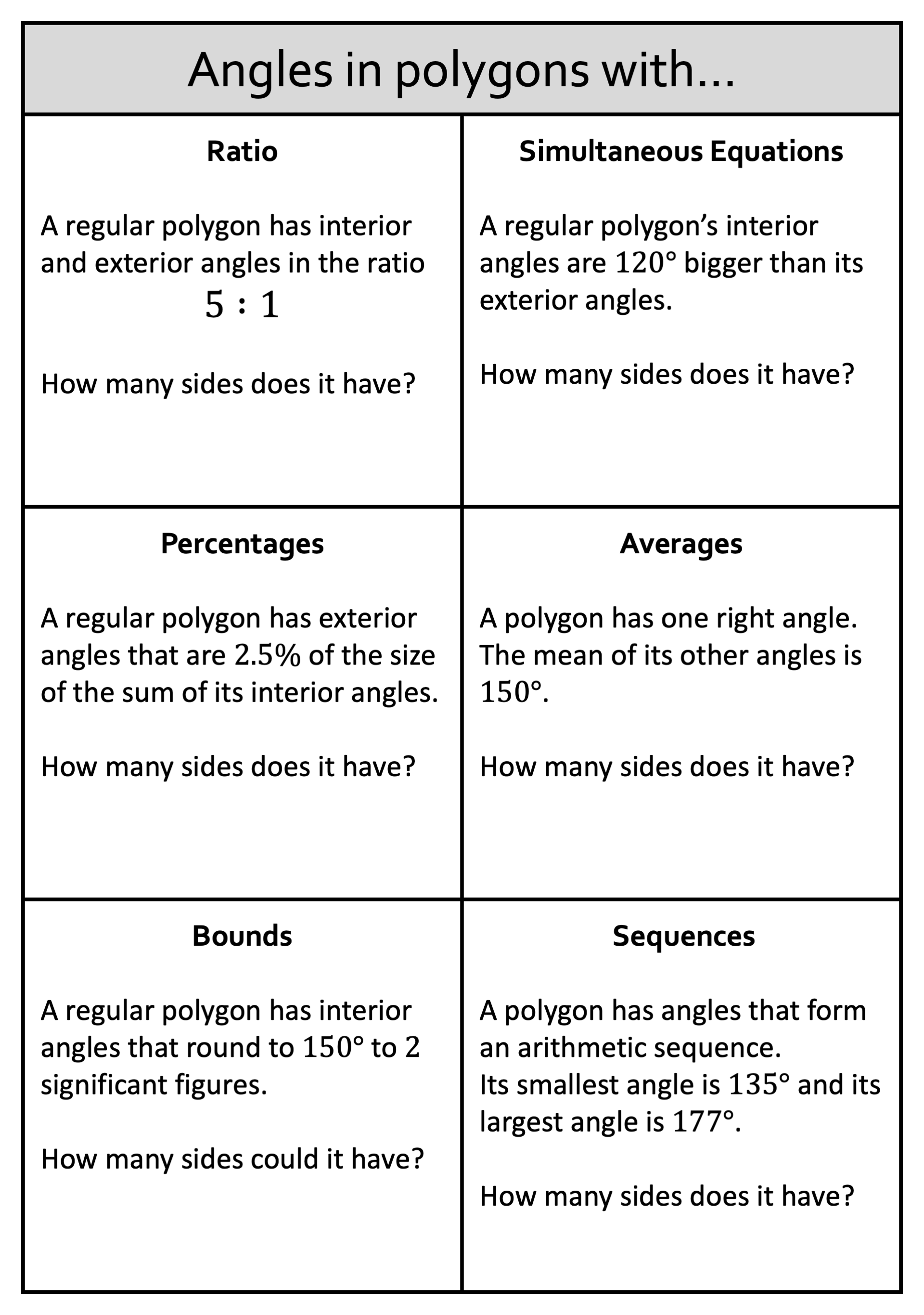 Preview of Angles in Polygons with... (Mixed Questions)