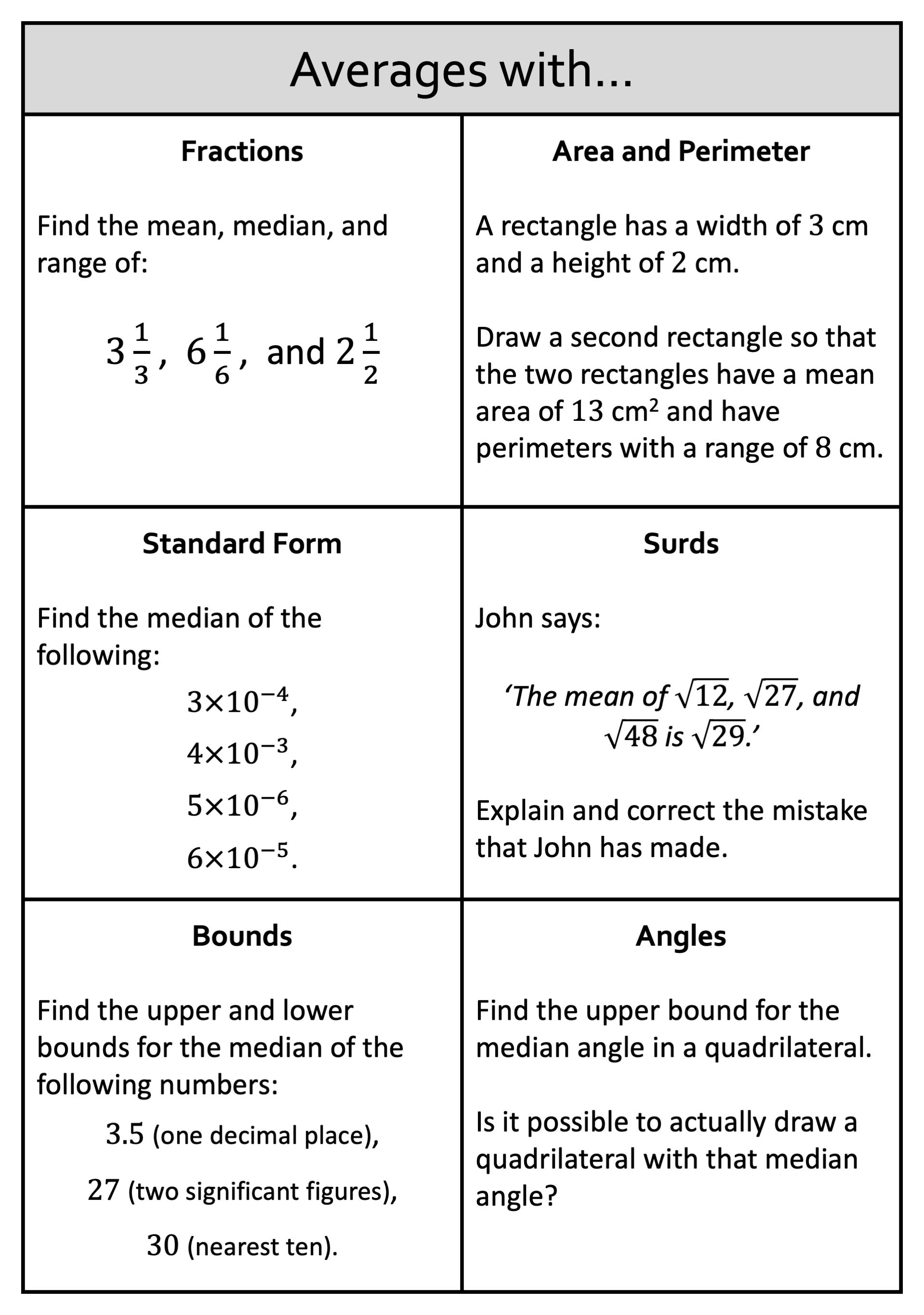Preview of Averages with... (Mixed Questions)