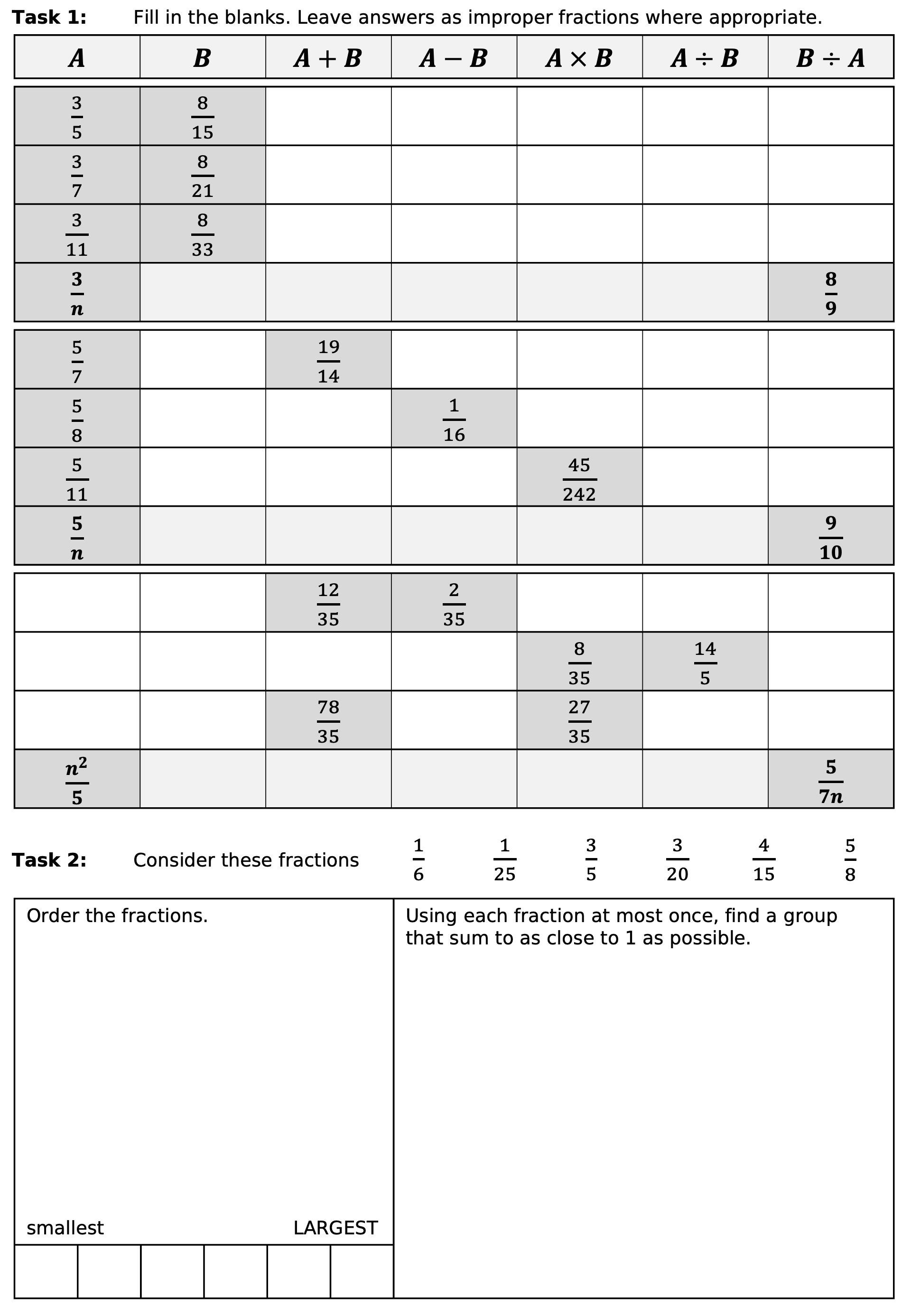 Preview of Fractions, Decimals, Bounds