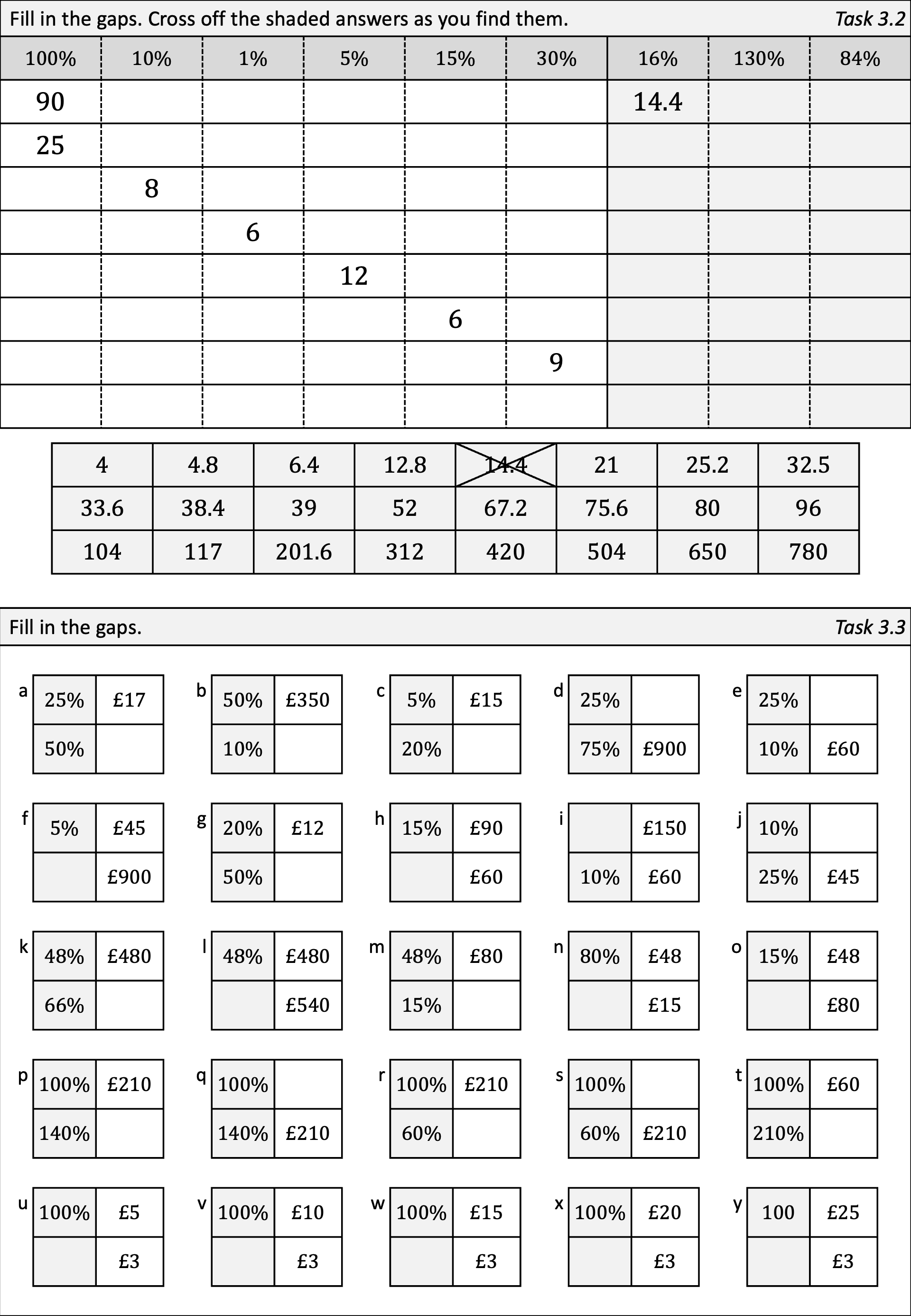 Preview of Percentages