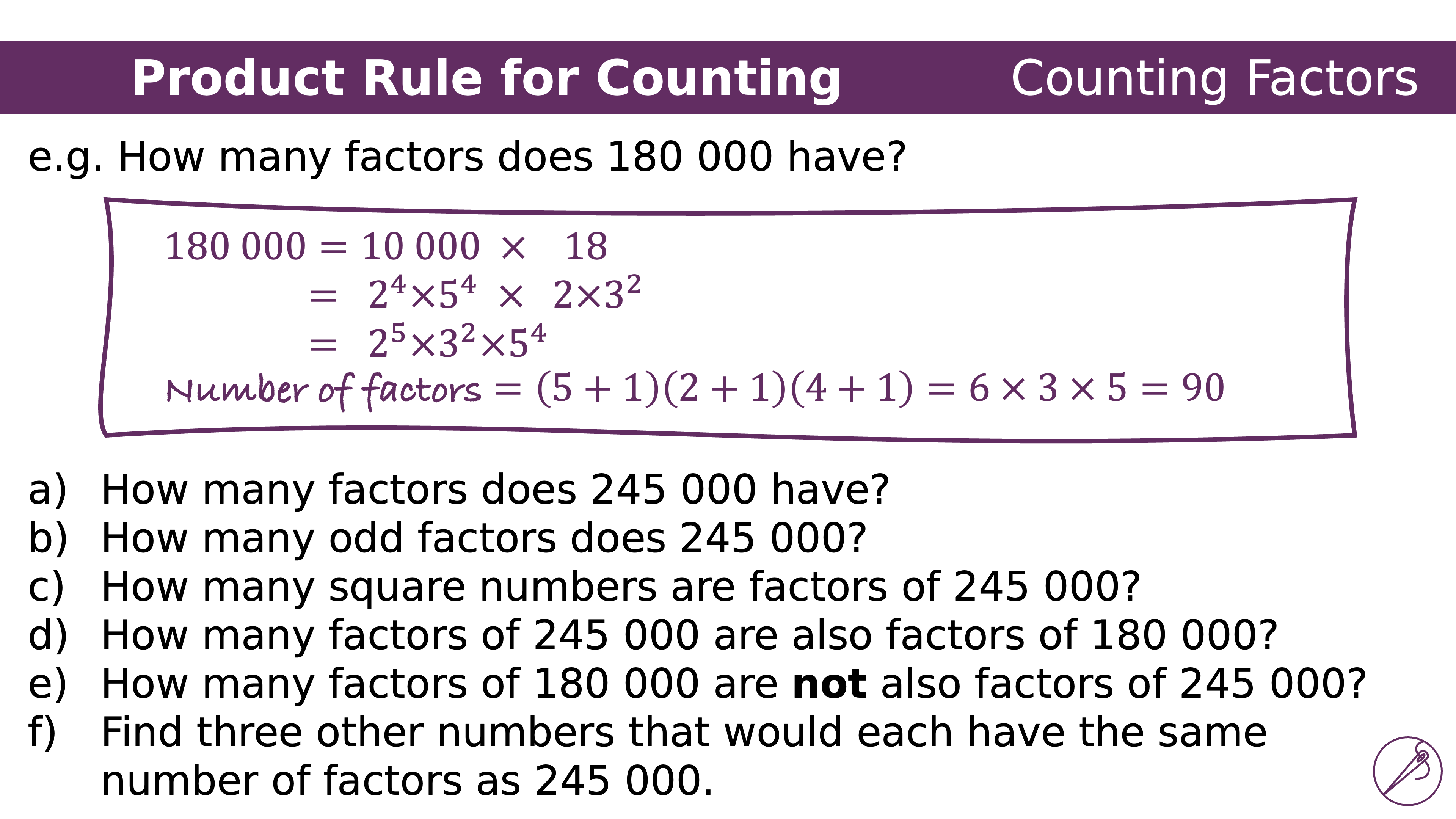 Preview of Product Rule for Counting Factors