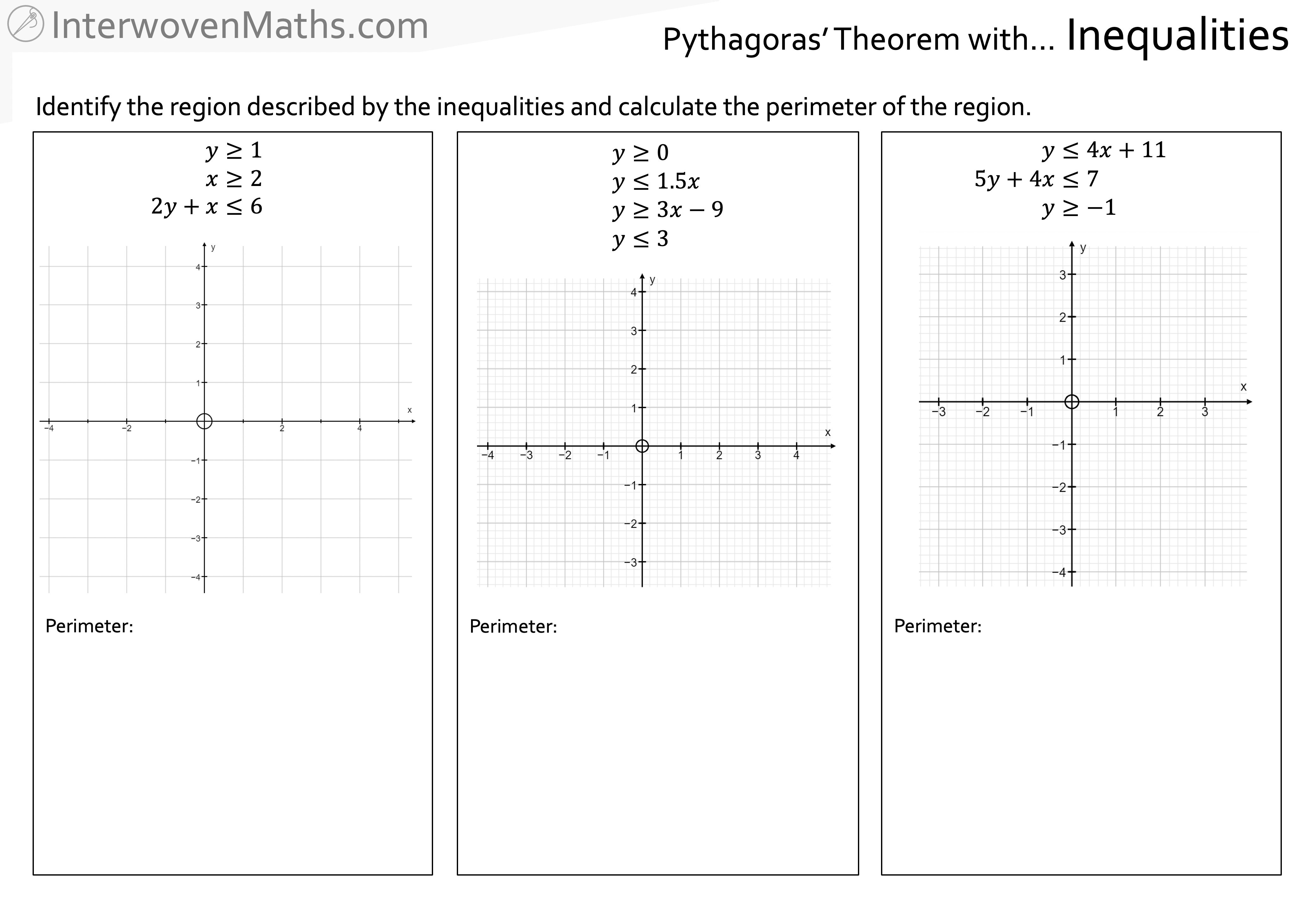 Preview of Pythagoras and Inequalities Regions