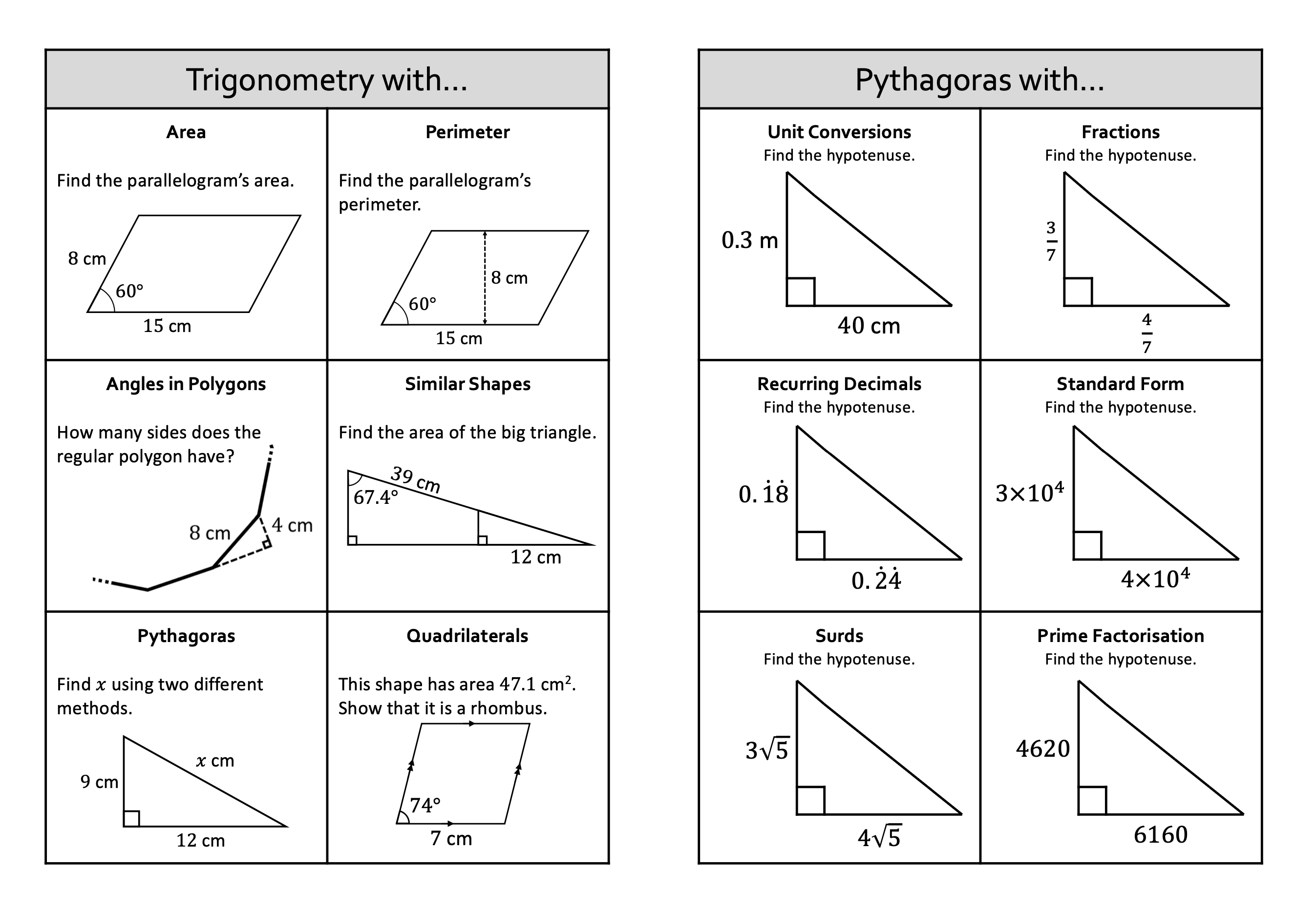 Preview of Pythagoras and Trigonometry with... (Mixed Questions)