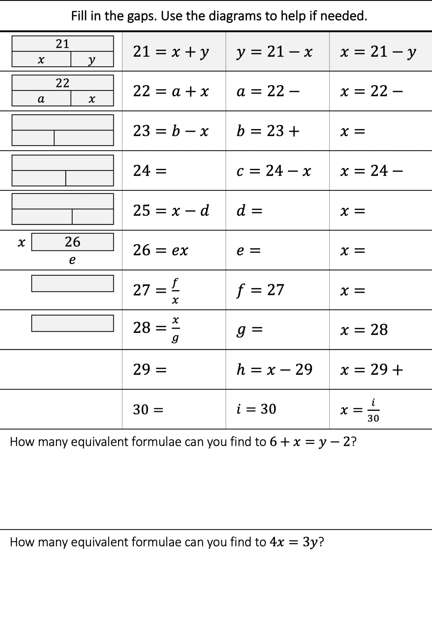 Rearranging formulae worksheet page 3