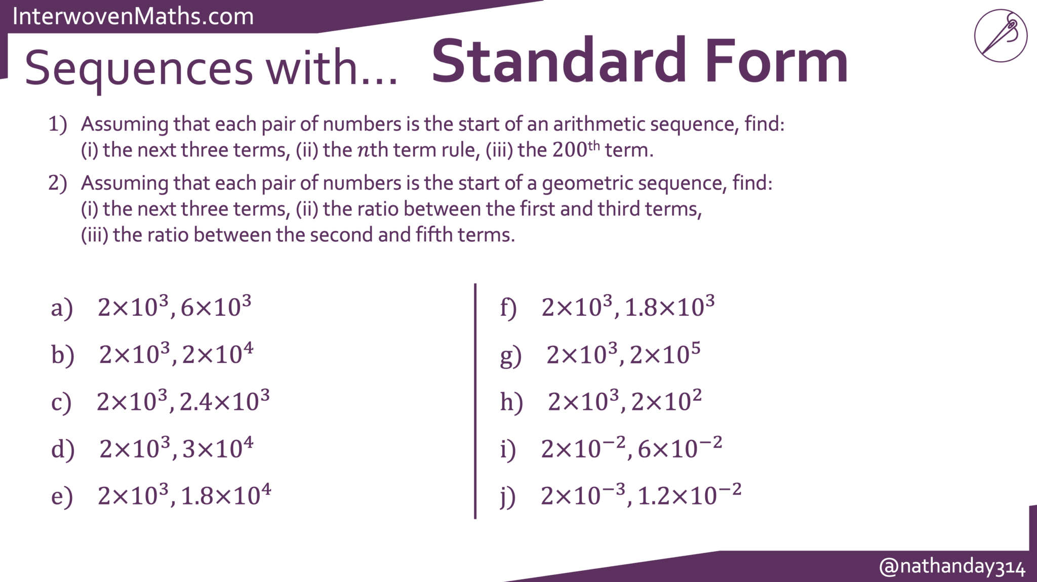 Preview of Sequences with Standard Form