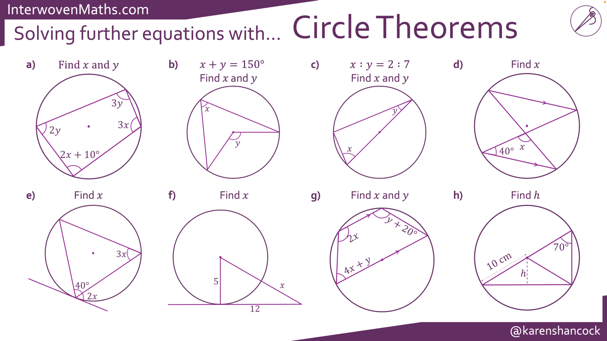 Preview of Solving Further Equations from Circle Theorems