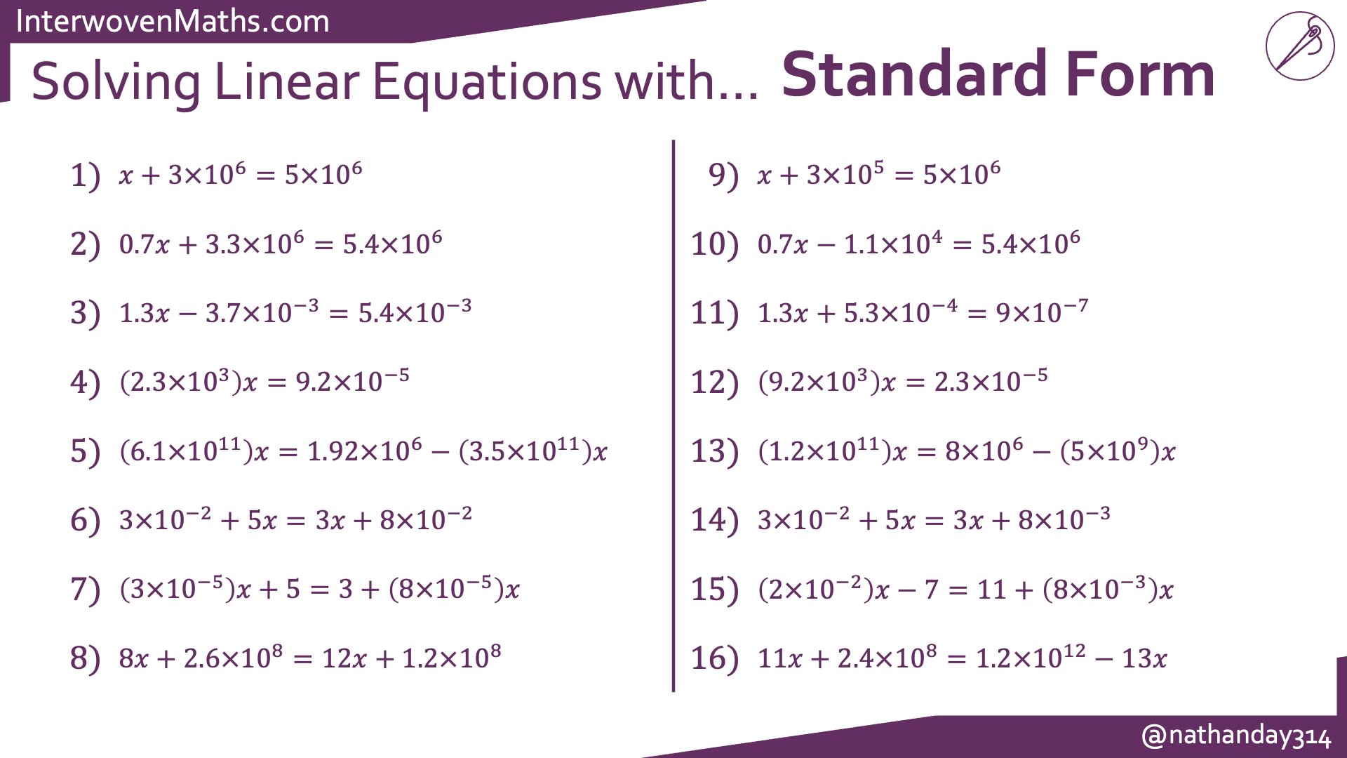 Preview of Solving Linear Equations with Standard Form