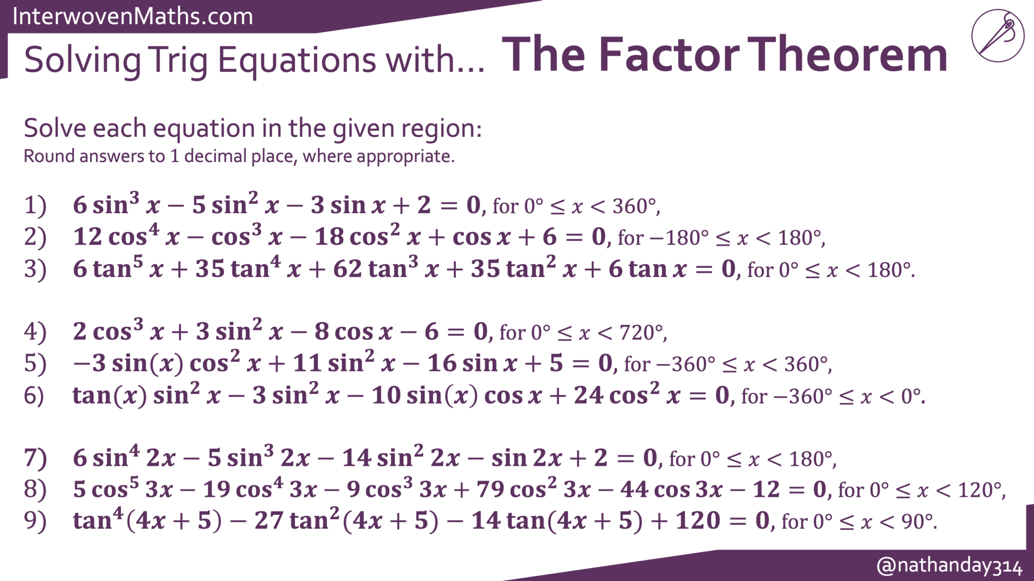 Preview of Solving Trigonometric Equations with the Factor Theorem