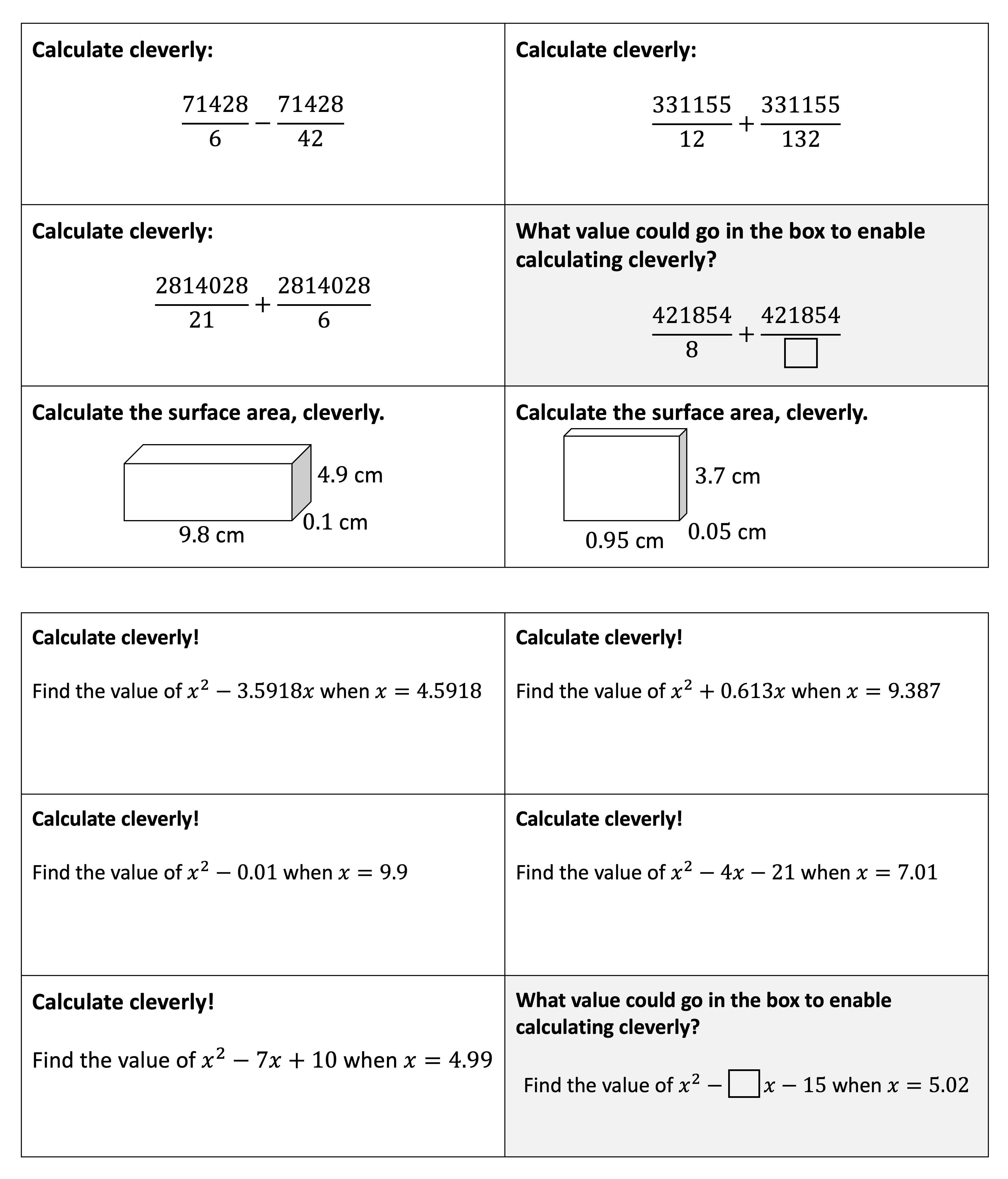 Calculate Cleverly